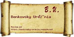 Benkovsky Uránia névjegykártya